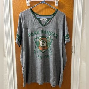 Star Wars Park Ranger Endor Gray Tee with Green Trim and Logo